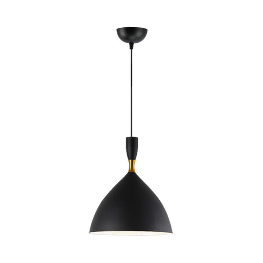Contemporary 6.5/10 Inch Aluminum Funnel-Shaped Suspension Light For Study Room Or Cafe - Wide