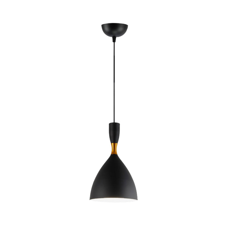 Contemporary 6.5/10 Inch Aluminum Funnel-Shaped Suspension Light For Study Room Or Cafe - Wide