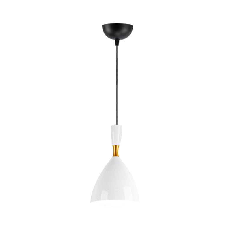 Contemporary 6.5/10 Inch Aluminum Funnel-Shaped Suspension Light For Study Room Or Cafe - Wide