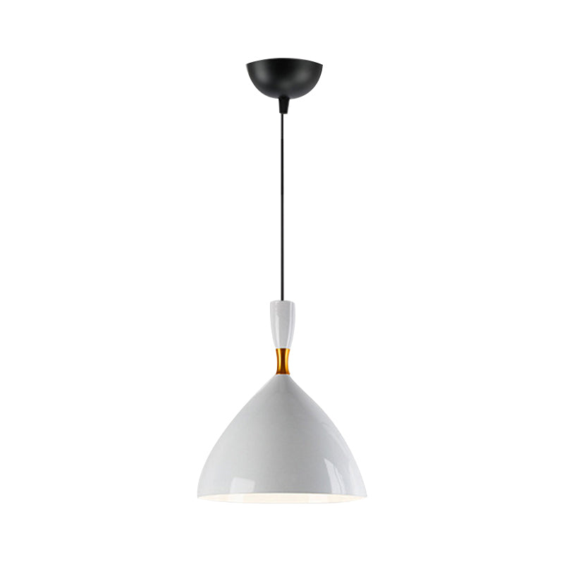 Contemporary 6.5/10 Inch Aluminum Funnel-Shaped Suspension Light For Study Room Or Cafe - Wide
