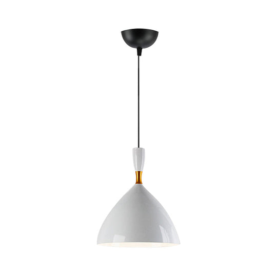 Contemporary 6.5/10 Inch Aluminum Funnel-Shaped Suspension Light For Study Room Or Cafe - Wide