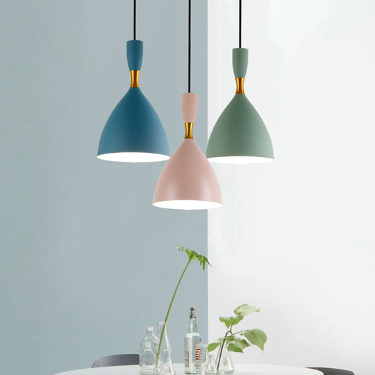 Macaron Loft One-Head Suspended Light For Restaurant Cloth Shop With Funnel Pendant In Aluminum