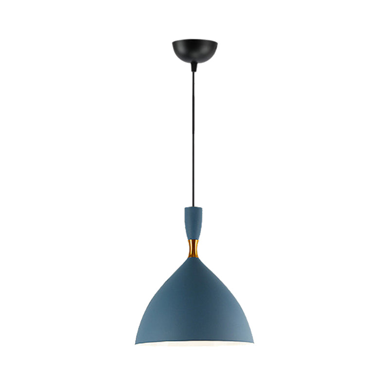 Macaron Loft One-Head Suspended Light For Restaurant Cloth Shop With Funnel Pendant In Aluminum