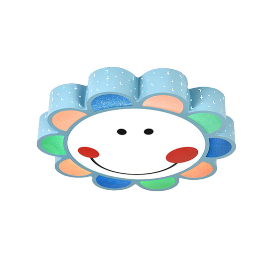 Kids’ Bedroom & Hallway Smiling Flower Flush Ceiling Light - Lovely Acrylic Fixture