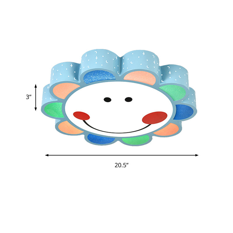 Kids’ Bedroom & Hallway Smiling Flower Flush Ceiling Light - Lovely Acrylic Fixture