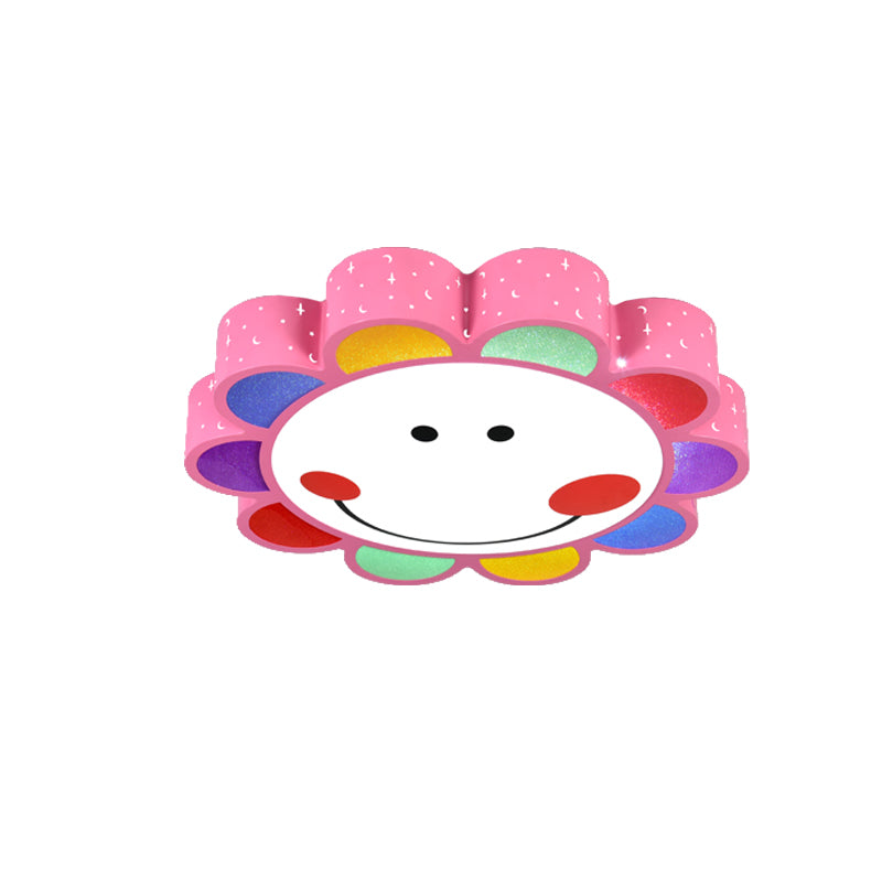 Kids’ Bedroom & Hallway Smiling Flower Flush Ceiling Light - Lovely Acrylic Fixture