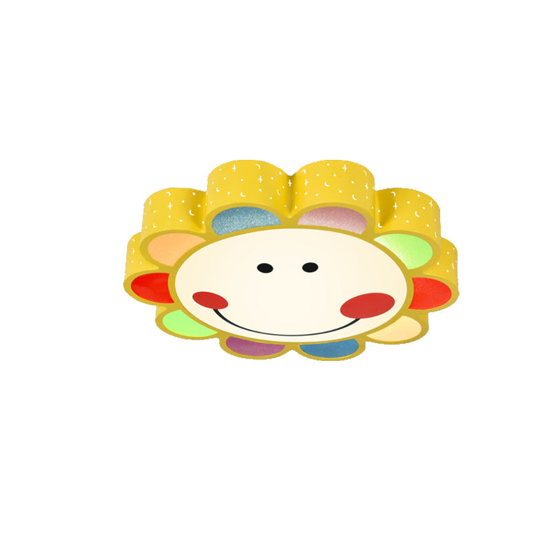 Kids’ Bedroom & Hallway Smiling Flower Flush Ceiling Light - Lovely Acrylic Fixture