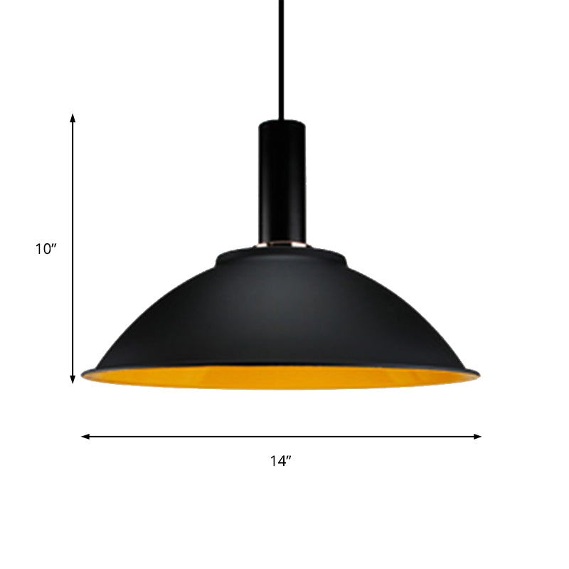 Contemporary Aluminum Bowl Pendant Light - 11/14 Wide 1 Bulb Hanging For Gallery & Factory