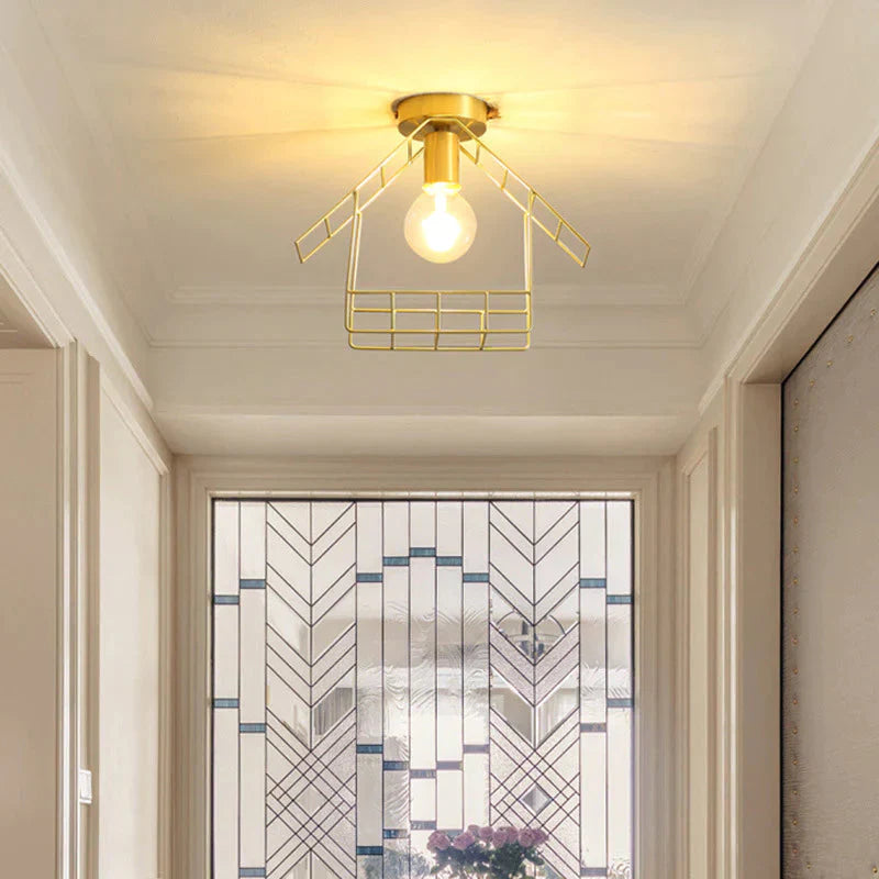 American All-Copper Balcony Ceiling Lamp