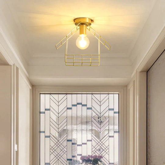 American All-Copper Balcony Ceiling Lamp