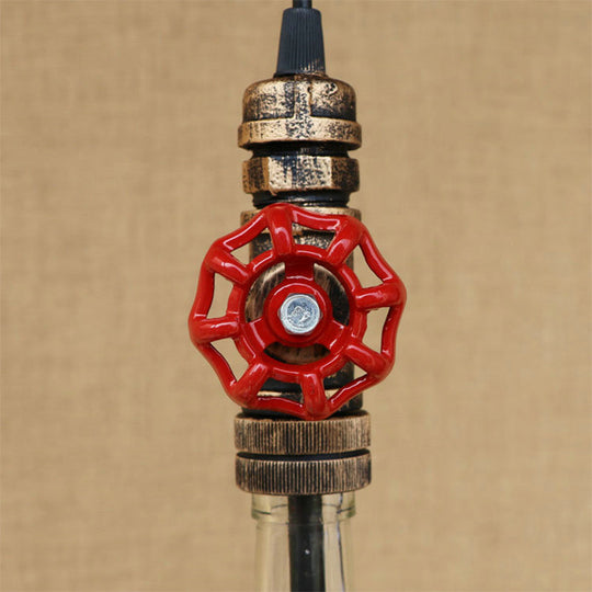 Antique Glass Water Pipe Pendant Light With Bottle Shade And Valve For Restaurant Ceiling Fixture -