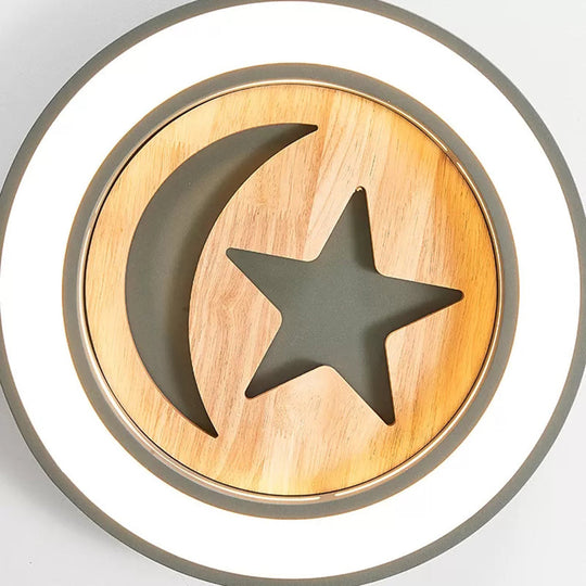 Kid’s Acrylic Modern Led Ceiling Lamp – Slim Circle Design With Star Pattern Ideal For Bedroom