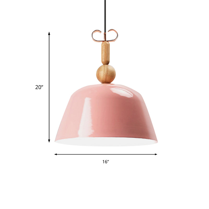 Bright-Colored Nordic Pendant Lamp - Single Head Metallic Ceiling Lighting In Blue/Pink/Red/Yellow