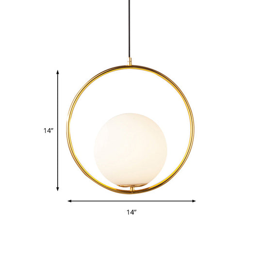 Modern Spherical Pendant Light With Frosted Glass Shade - 1 White