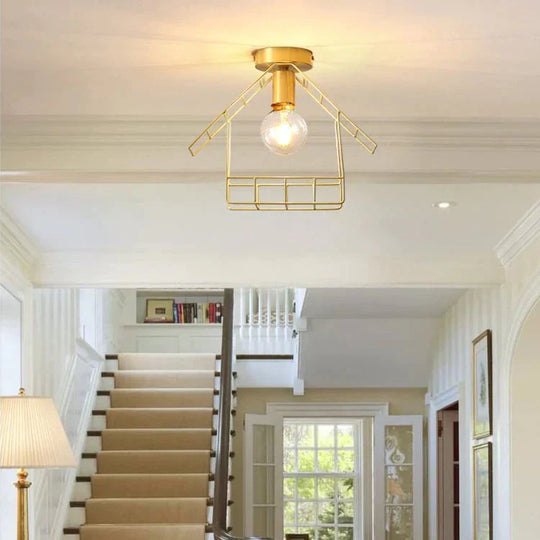 American All-Copper Balcony Ceiling Lamp