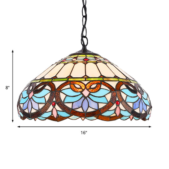 Victorian Stained Glass Dome Pendant Ceiling Light For Dining Room