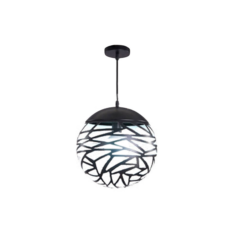 Contemporary Metallic Hollow Globe Pendant Light For Dining Table - 1 Hanging
