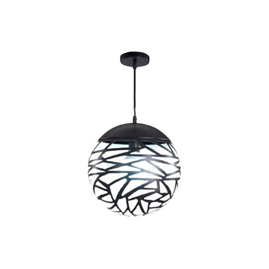 Contemporary Metallic Hollow Globe Pendant Light For Dining Table - 1 Hanging