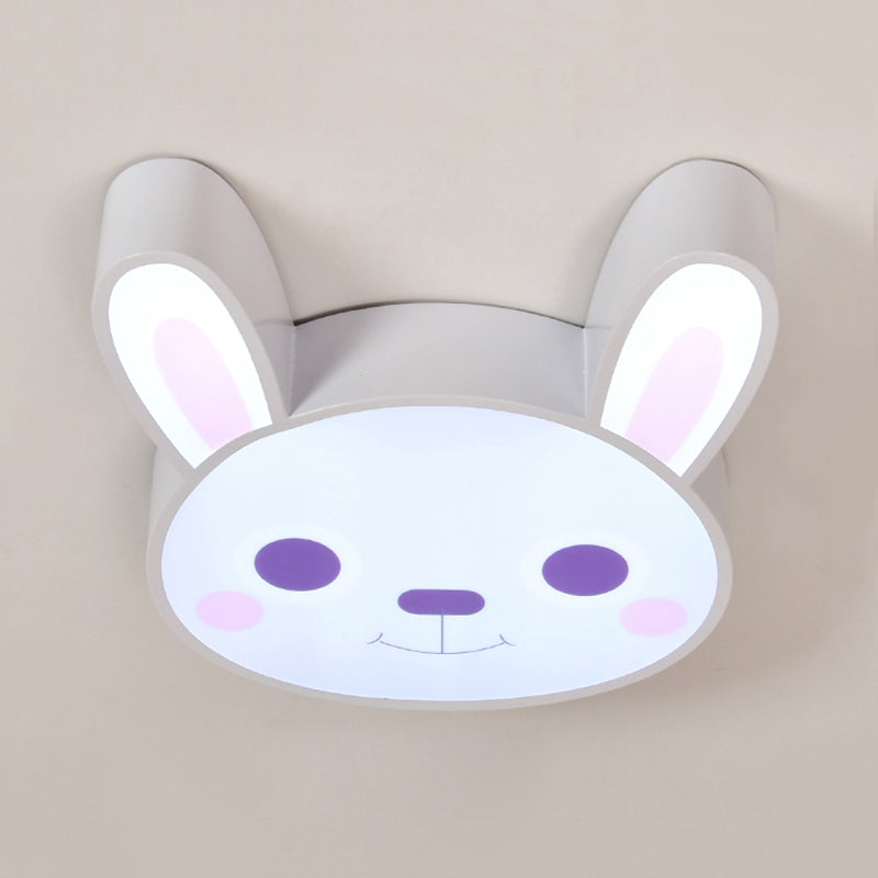 Bunny Girls Bedroom Ceiling Light - Acrylic Animal Fixture In White