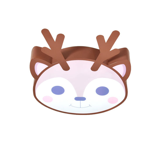 Sleek Sika Deer Flush Mount Ceiling Light - Perfect For Childs Bedroom Brown