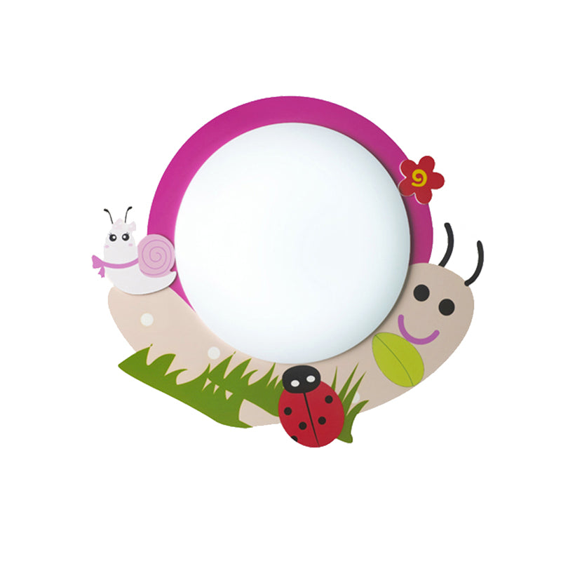 Cartoon Pink Snail Ceiling Light: Fun Metal & Acrylic Flush Mount For Girls’ Bedrooms