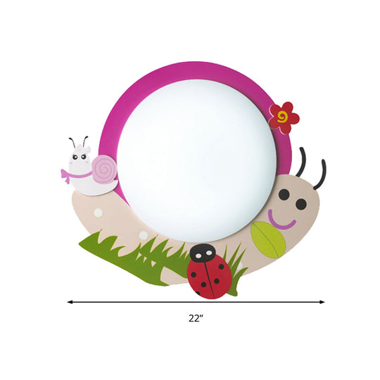 Cartoon Pink Snail Ceiling Light: Fun Metal & Acrylic Flush Mount For Girls’ Bedrooms