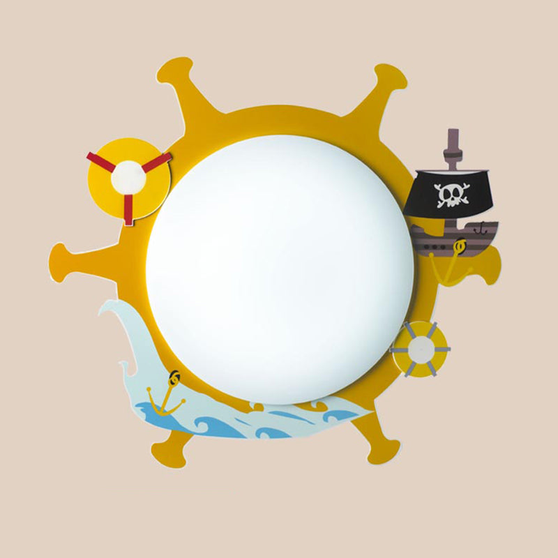 Acrylic Nautical Ship Flush Ceiling Light For Child’s Bedroom In Yellow