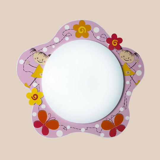 Floral Pink Acrylic Ceiling Lamp: Lovely Flush Mount Light For Girls Bedroom And Hallway