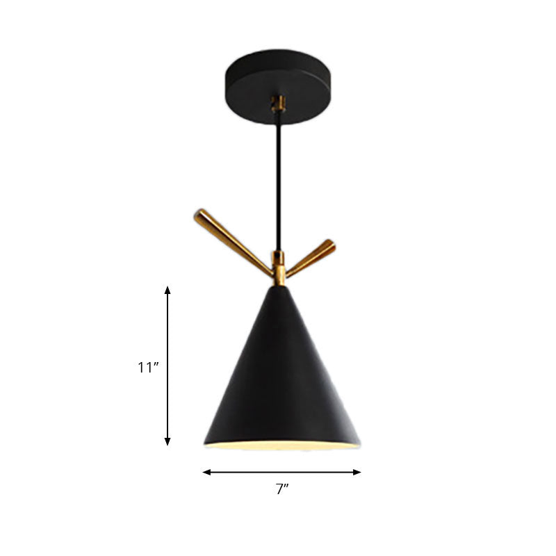 Nordic Style Cone Pendant Light - Metal Hanging Lamp For Restaurant & Coffee Shop
