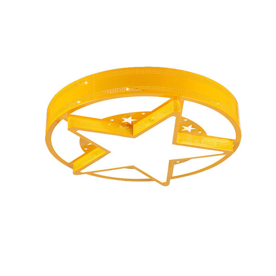 Modern Star Metal & Acrylic Bathroom Ceiling Light - Circle Flush Mount Lamp