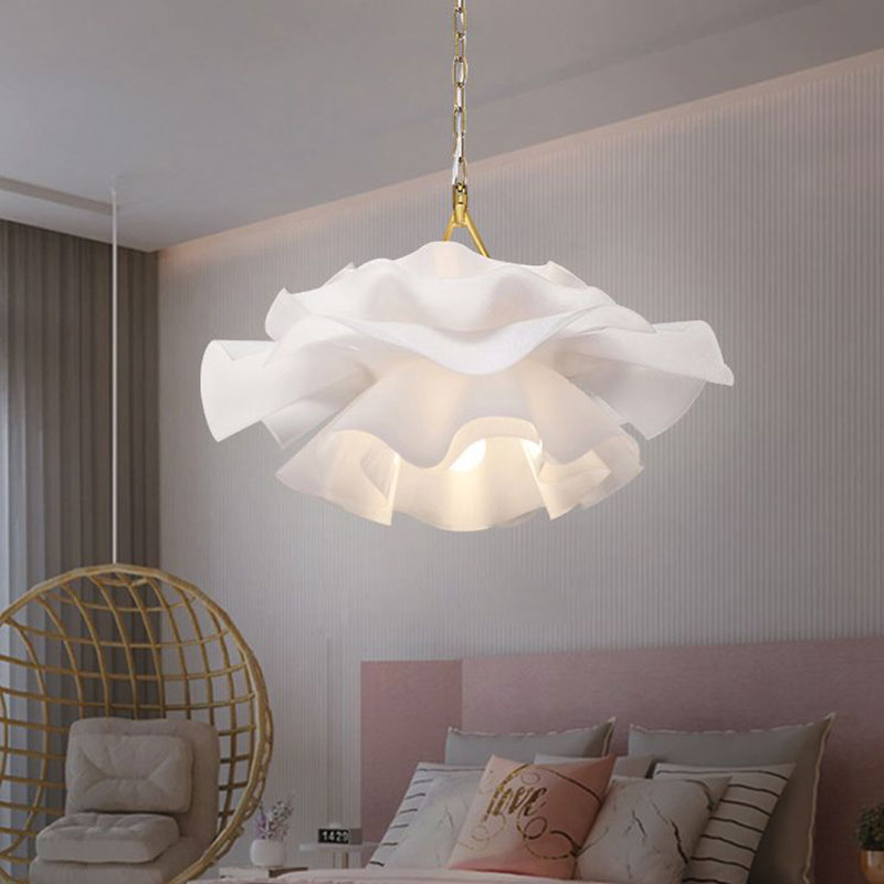Stylish White Acrylic Pendant Light - Modern Flower Suspension Design For Bedroom
