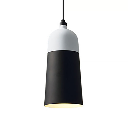 Metal Domed Hanging Light Fixture - Modern Simple Suspension Lamp Black & White