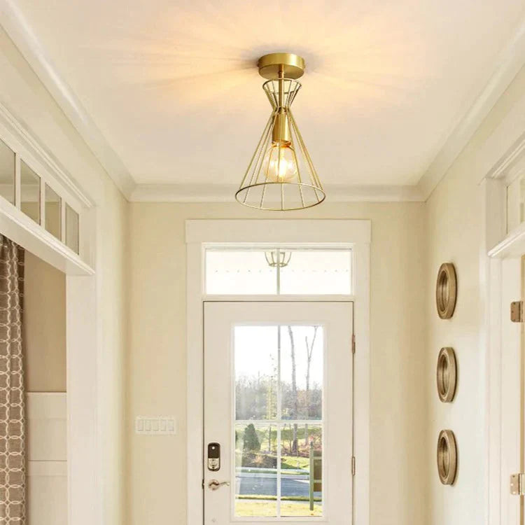 American All-Copper Balcony Ceiling Lamp