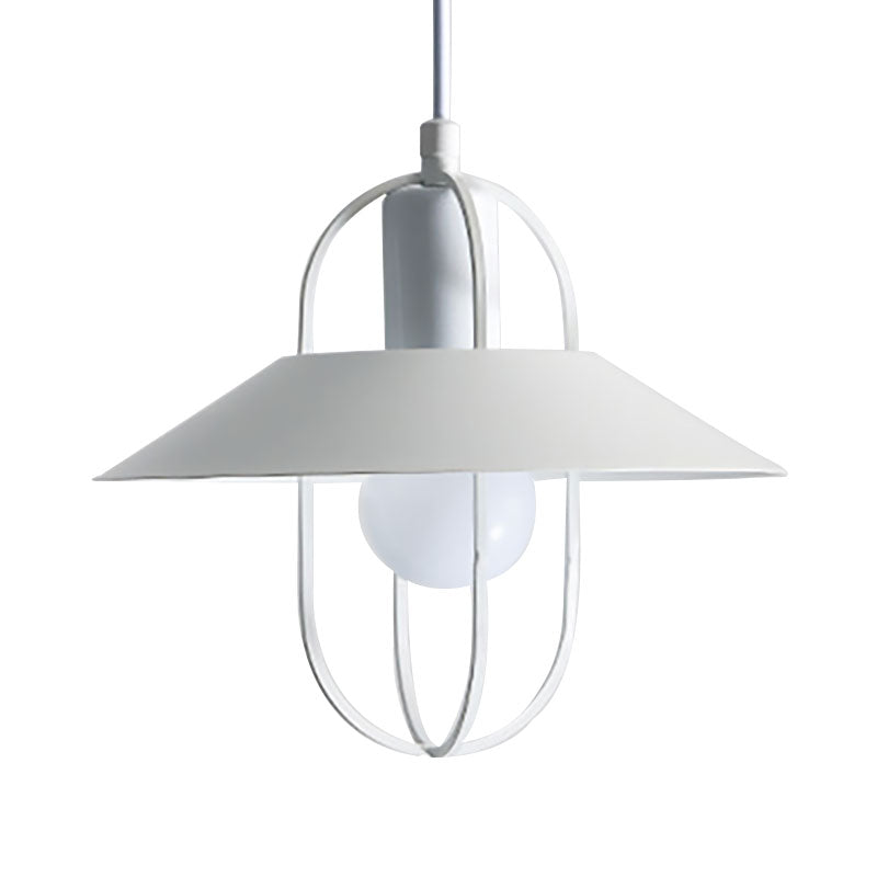 Modern Metal Hanging Light - Black/Pink/White Lantern Suspension 1