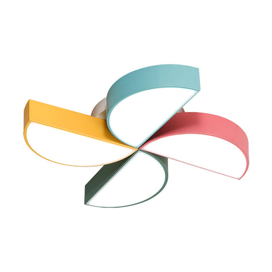 Cartoon Windmill Nursery Ceiling Light In Multi-Color Metal Flush Mount