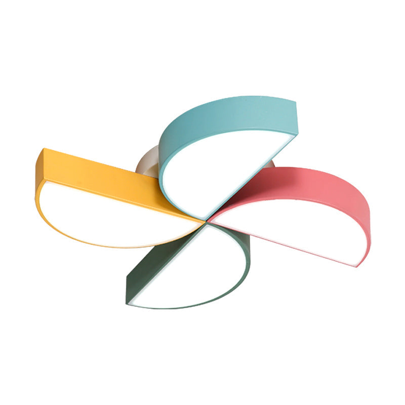 Cartoon Windmill Nursery Ceiling Light In Multi-Color Metal Flush Mount