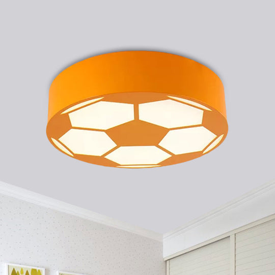 Colorful Football Flushmount Childrens Led Ceiling Light With Acrylic Shade Yellow