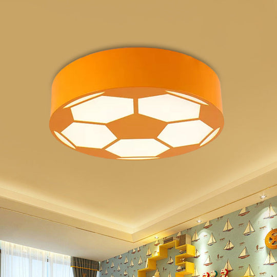 Colorful Football Flushmount Children’s Led Ceiling Light With Acrylic Shade