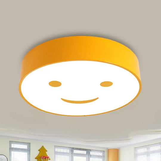 Round Smiling Face Led Flush Mount Light - Kids Acrylic Close - To - Ceiling Lamp For Kindergarten