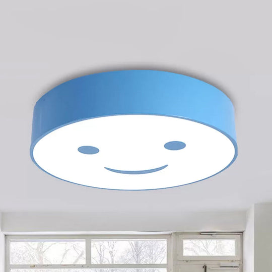 Round Smiling Face Led Flush Mount Light - Kids Acrylic Close - To - Ceiling Lamp For Kindergarten