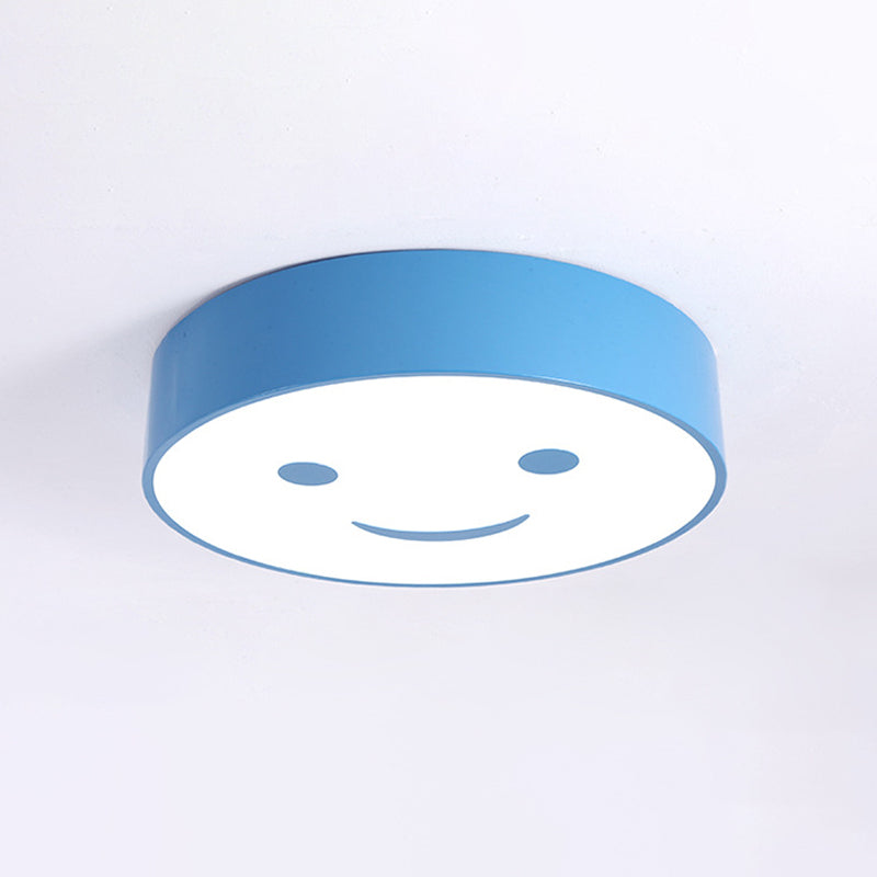Round Smiling Face Led Flush Mount Light - Kids Acrylic Close - To - Ceiling Lamp For Kindergarten
