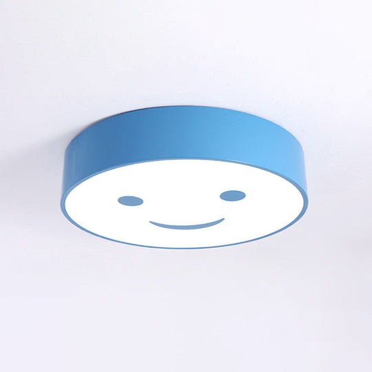 Round Smiling Face Led Flush Mount Light - Kids Acrylic Close - To - Ceiling Lamp For Kindergarten