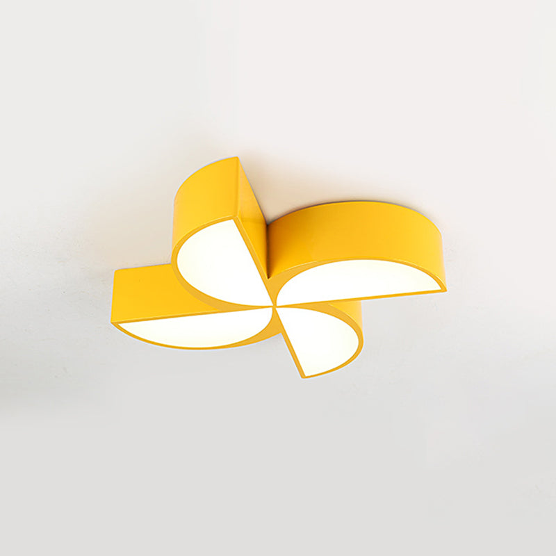 Colorful Windmill Baby Room Ceiling Lamp - Acrylic Led Kids Flush Light Fixture (Red/Yellow/Blue)
