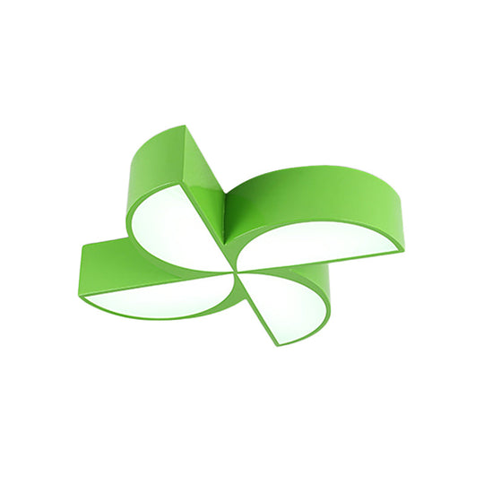 Colorful Windmill Baby Room Ceiling Lamp - Acrylic Led Kids Flush Light Fixture (Red/Yellow/Blue)