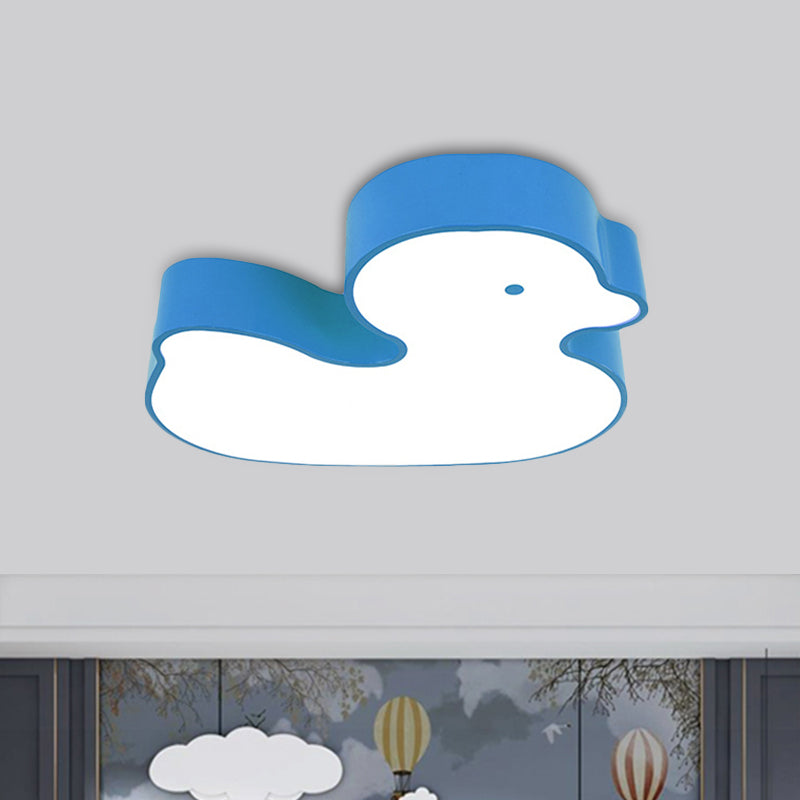 Little Duck Led Flush Mount Childrens Lamp With Colorful Acrylic Close To Ceiling Fixture Blue