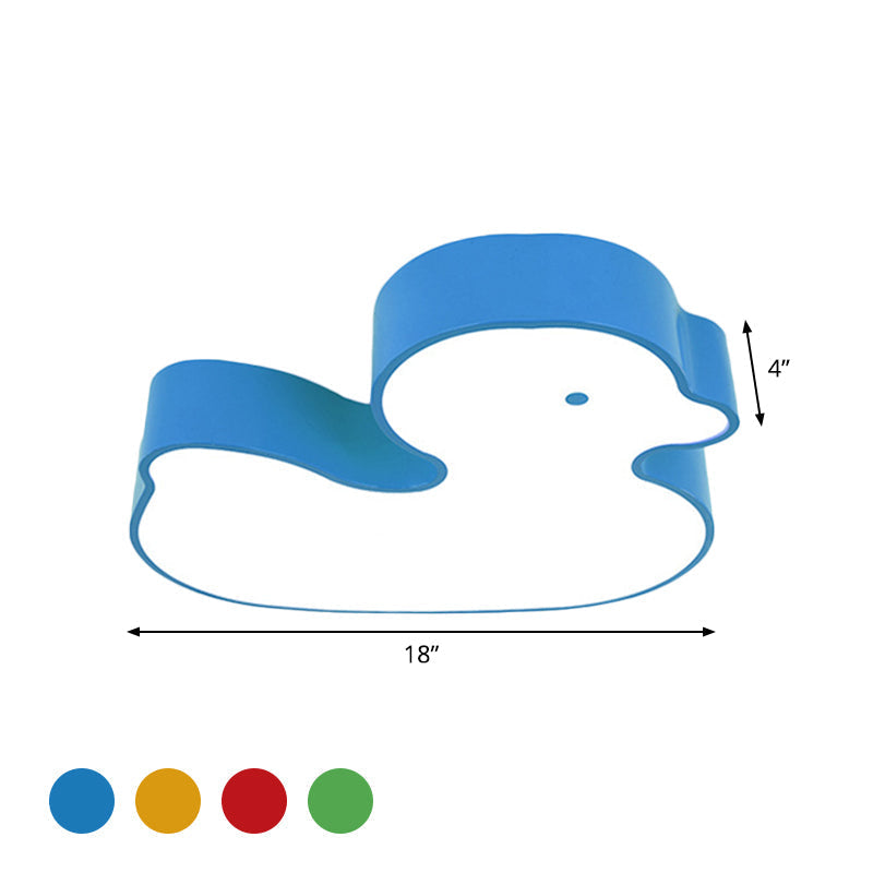 Little Duck Led Flush Mount Childrens Lamp With Colorful Acrylic Close To Ceiling Fixture