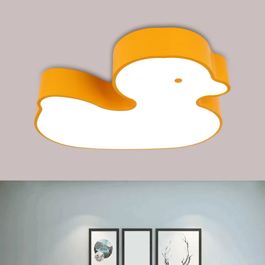 Little Duck Led Flush Mount Children’s Lamp With Colorful Acrylic Close To Ceiling Fixture Yellow