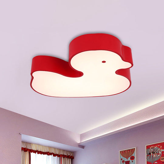 Little Duck Led Flush Mount Childrens Lamp With Colorful Acrylic Close To Ceiling Fixture