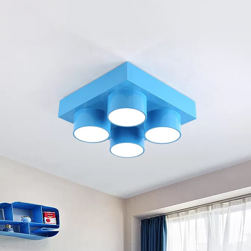 Kids Led Ceiling Light Fixture - Colorful Building Block Design’ Blue