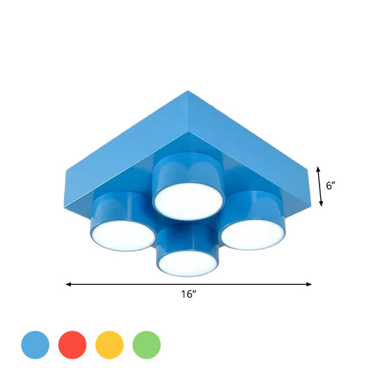 Kids Led Ceiling Light Fixture - Colorful Building Block Design’